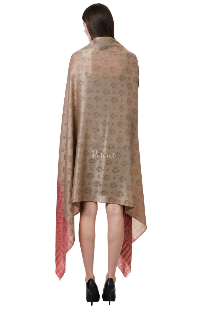 Pashtush India Womens Shawls Pashtush Womens Fine Wool Shawl, Hazelnut