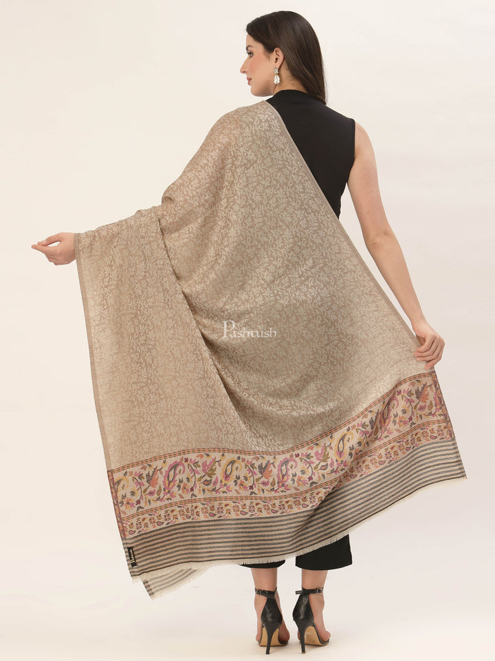 Pashtush India Womens Shawls Pashtush Womens Fine Wool Shawl, With Ethnic Palla Weave