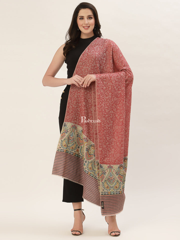 Pashtush India Womens Shawls Pashtush Womens Fine Wool Shawl, With Ethnic Palla Weave