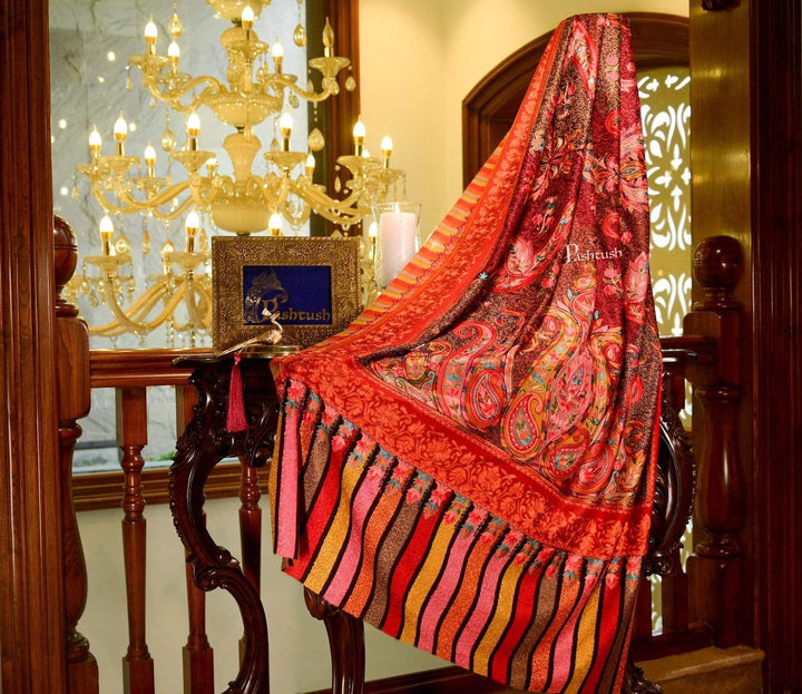 Pashtush Shawl Store Stole Pashtush Womens Handworked, Painted Kalamkari Embroidery Shawl