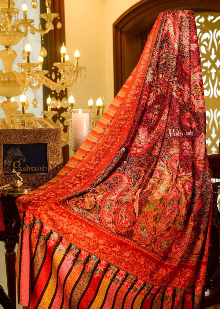 Pashtush Shawl Store Stole Pashtush Womens Handworked, Painted Kalamkari Embroidery Shawl