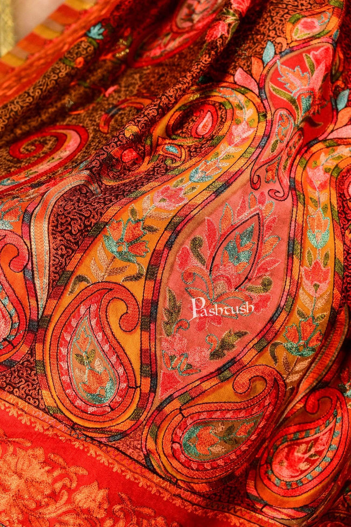 Pashtush Shawl Store Stole Pashtush Womens Handworked, Painted Kalamkari Embroidery Shawl