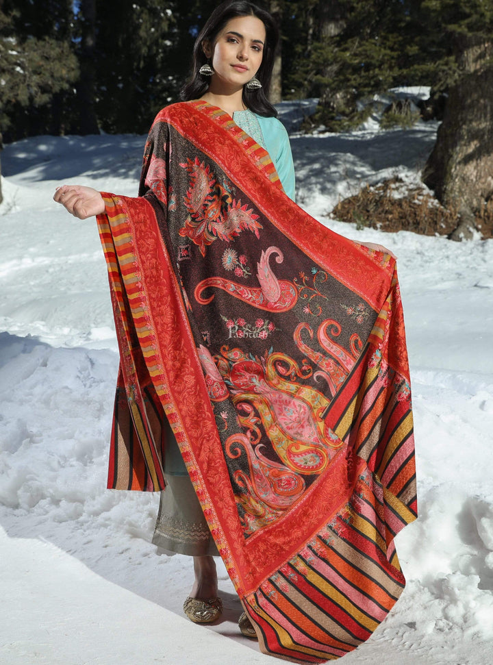 Pashtush India 100x200 Pashtush Womens Handworked, Painted Kalamkari Embroidery Shawl