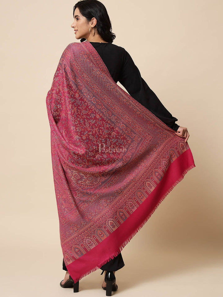 Pashtush India Womens Shawls Pashtush Womens, Jamawar Shawl, Faux Pashmina, Soft and Warm, Pink