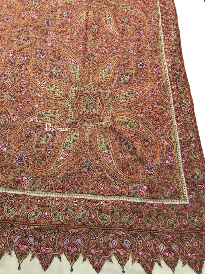 Pashtush India Womens Shawls Pashtush Womens Pashmina Shawl, Handwoven with Sozni Hand Embroidery