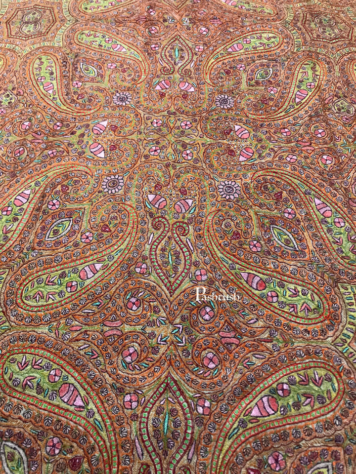 Pashtush India Womens Shawls Pashtush Womens Pashmina Shawl, Handwoven with Sozni Hand Embroidery