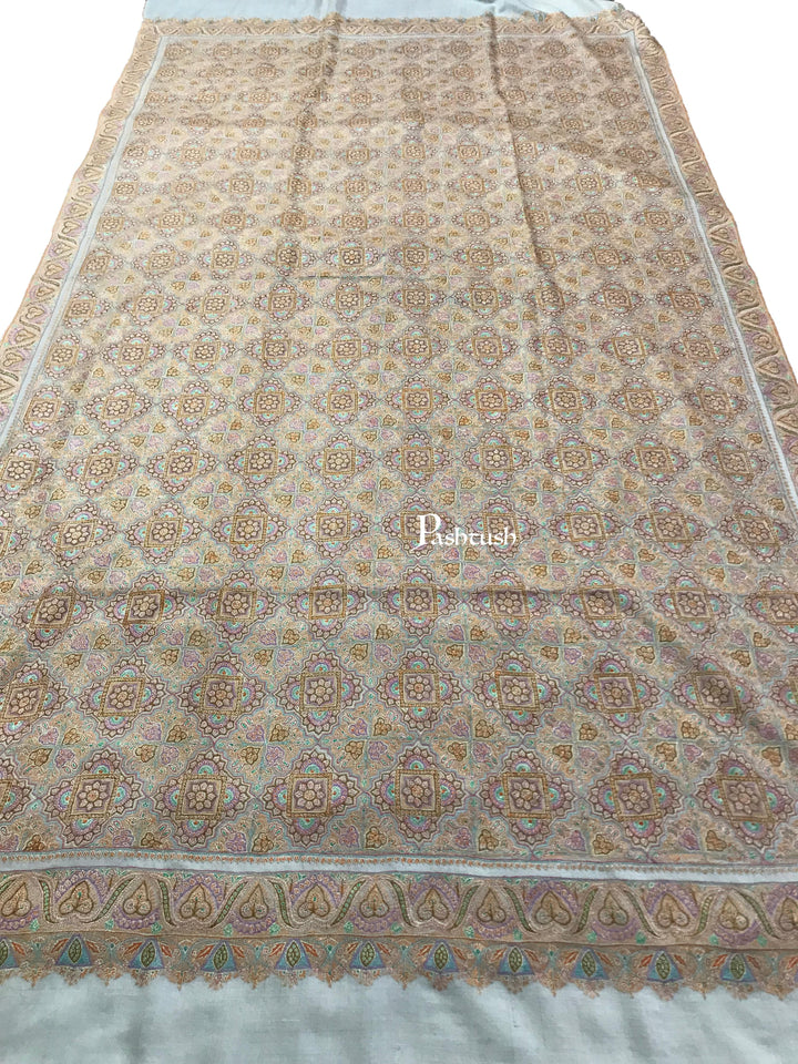 Pashtush India Womens Shawls Pashtush Womens Pashmina Shawl, Handwoven with Sozni Hand Embroidery