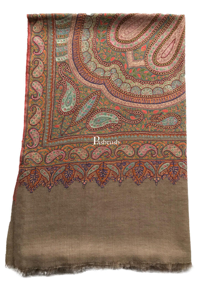 Pashtush India Womens Shawls Pashtush Womens Pashmina Shawl, Handwoven with Sozni Hand Embroidery