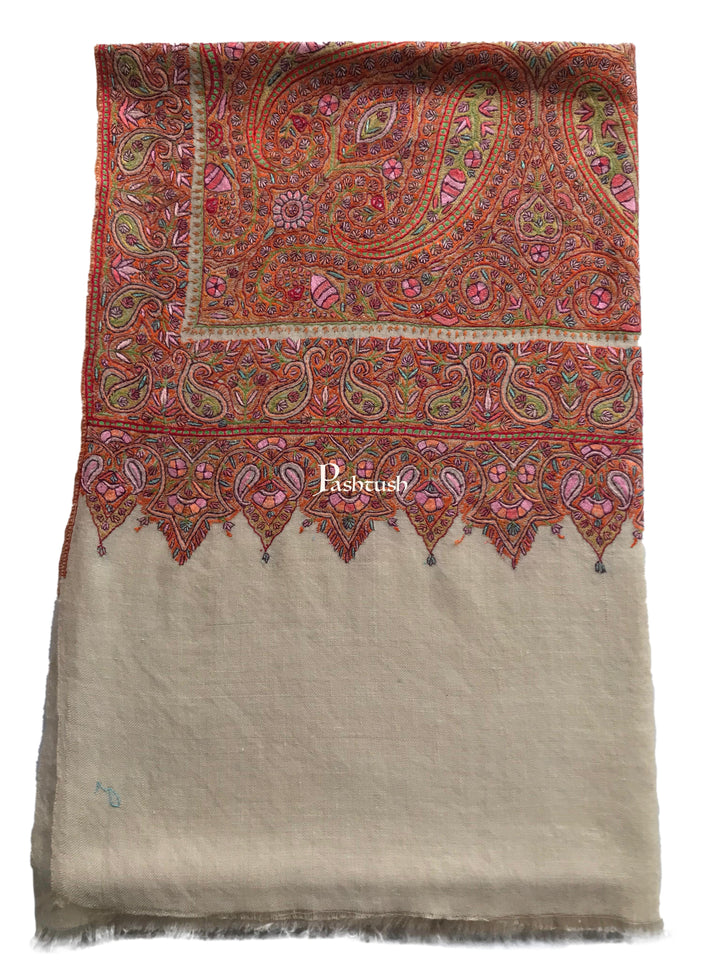 Pashtush India Womens Shawls Pashtush Womens Pashmina Shawl, Handwoven with Sozni Hand Embroidery