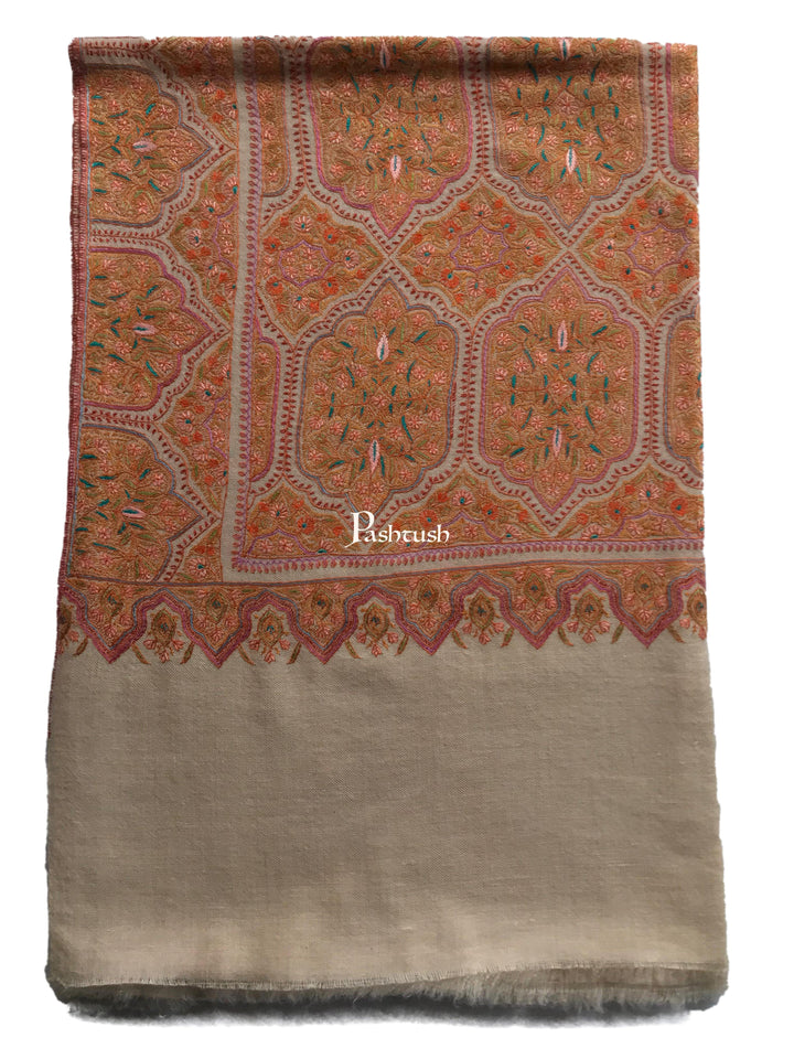 Pashtush India Womens Shawls Pashtush Womens Pashmina Shawl, Handwoven with Sozni Hand Embroidery