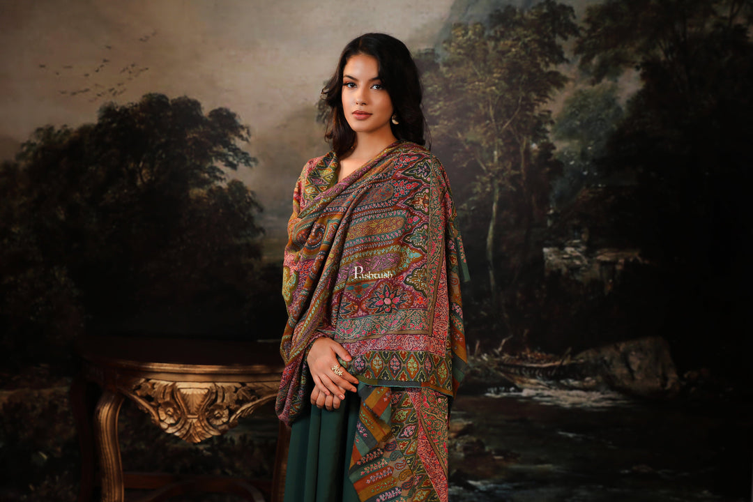 Pashtush India Womens Shawls Pashtush womens Pashmina shawl, Kalamkari design, Multicolour