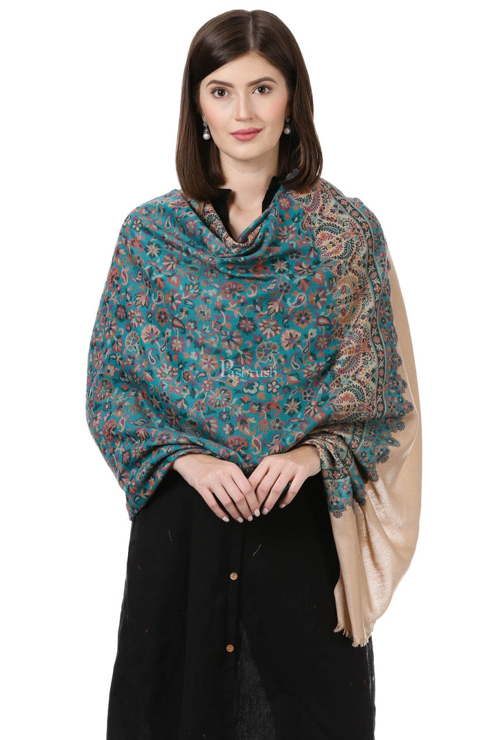 Pashtush India Womens Shawls Pashtush Womens Shawl,"Rich Garden Aesthic" Design, Inspired By Vintage Jamawar Shawls, Faux Pashmina Shawls, Soft And Warm