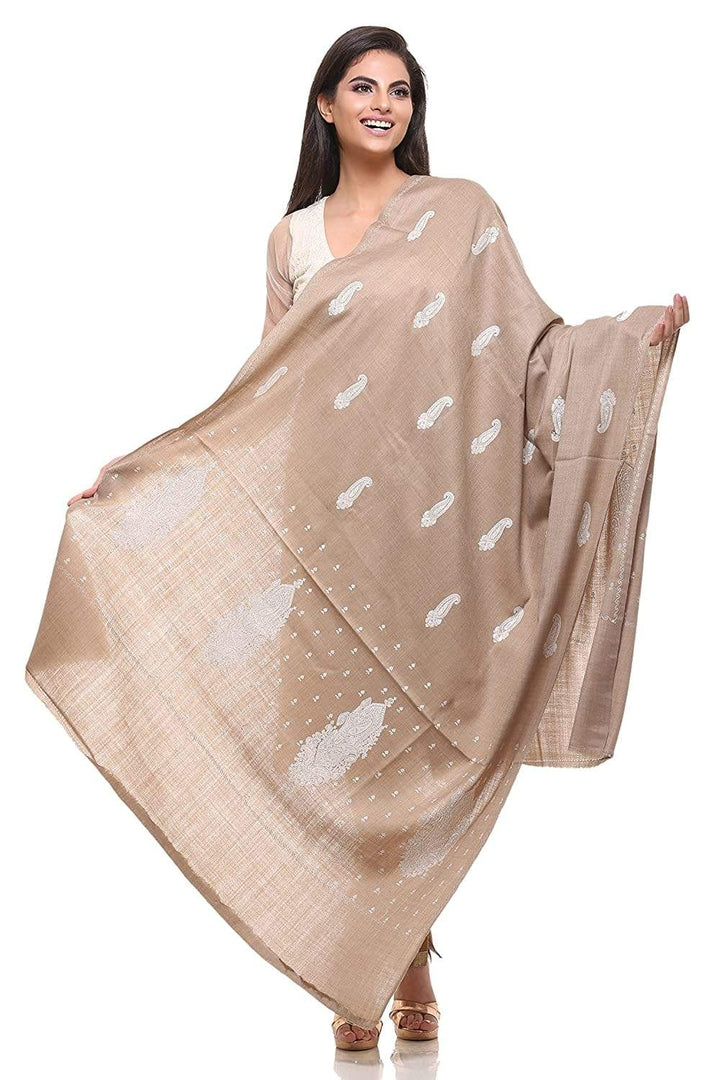 Pashtush Womens Shawl Tone On Tone Embroidery, Soft And Warm, Light Weight Shawl