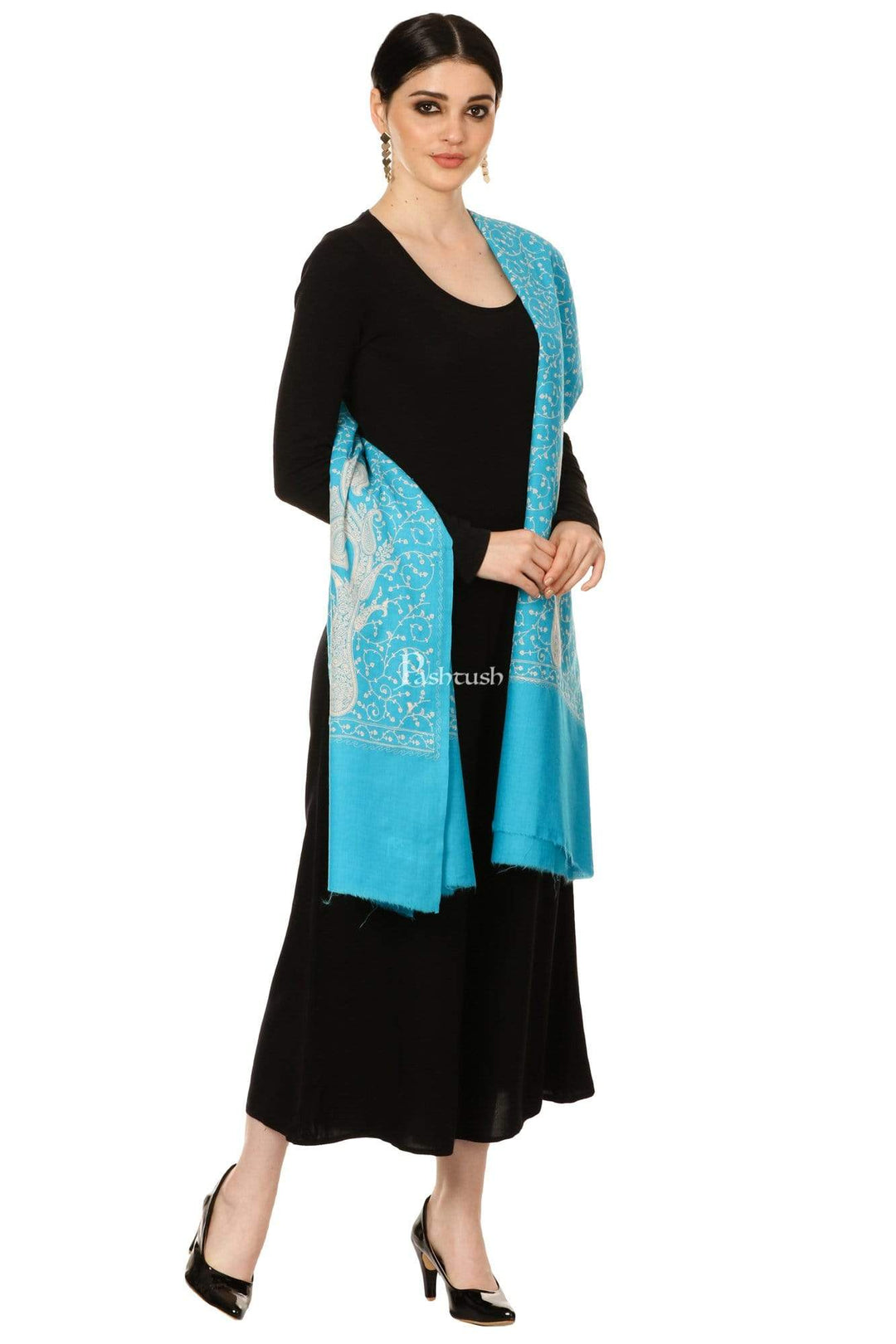 Pashtush Shawl Store Shawl Pashtush Womens Shawl with Tone on Tone Embroidery, Soft and Warm, Light Weight