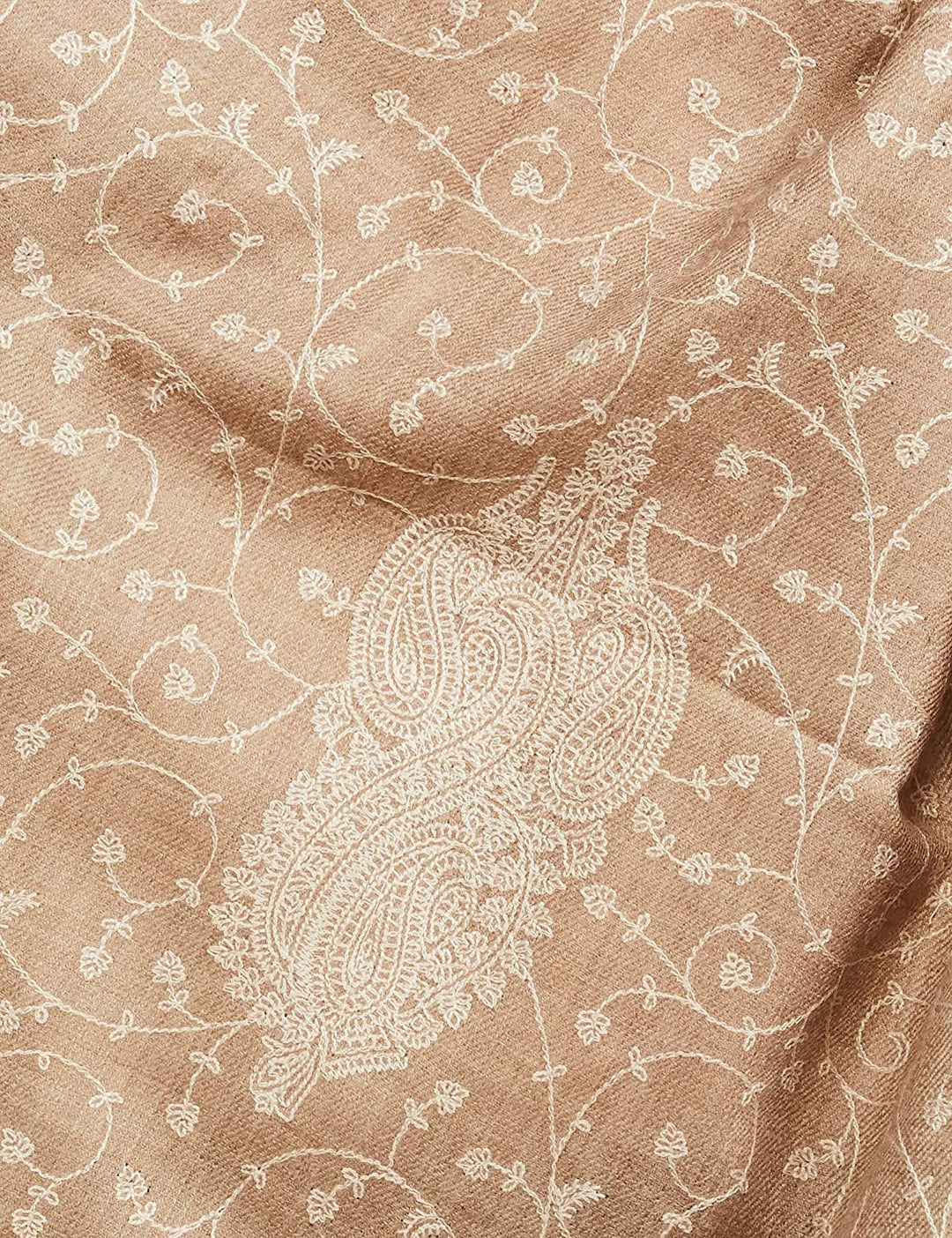 Pashtush India 100x200 Pashtush Womens Shawl With Tone On Tone Embroidery, Soft And Warm, Light Weight, Beige