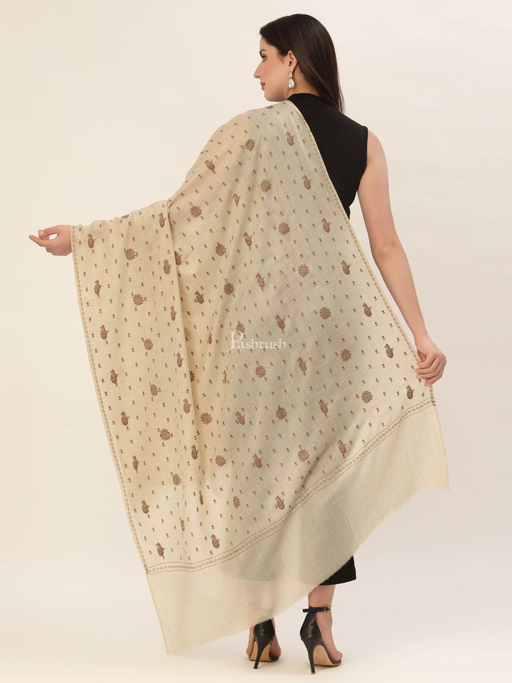 Pashtush India Womens Shawls Pashtush Womens Shawl With Tone On Tone Embroidery, Soft, Warm, Light Weight