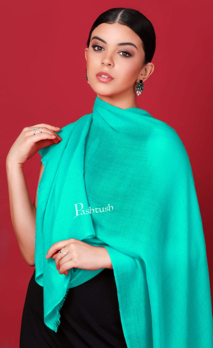 Pashtush India 70x200 Pashtush Womens Softest Cashmere Pashmina Scarf, Diamond Weave, Turquoise