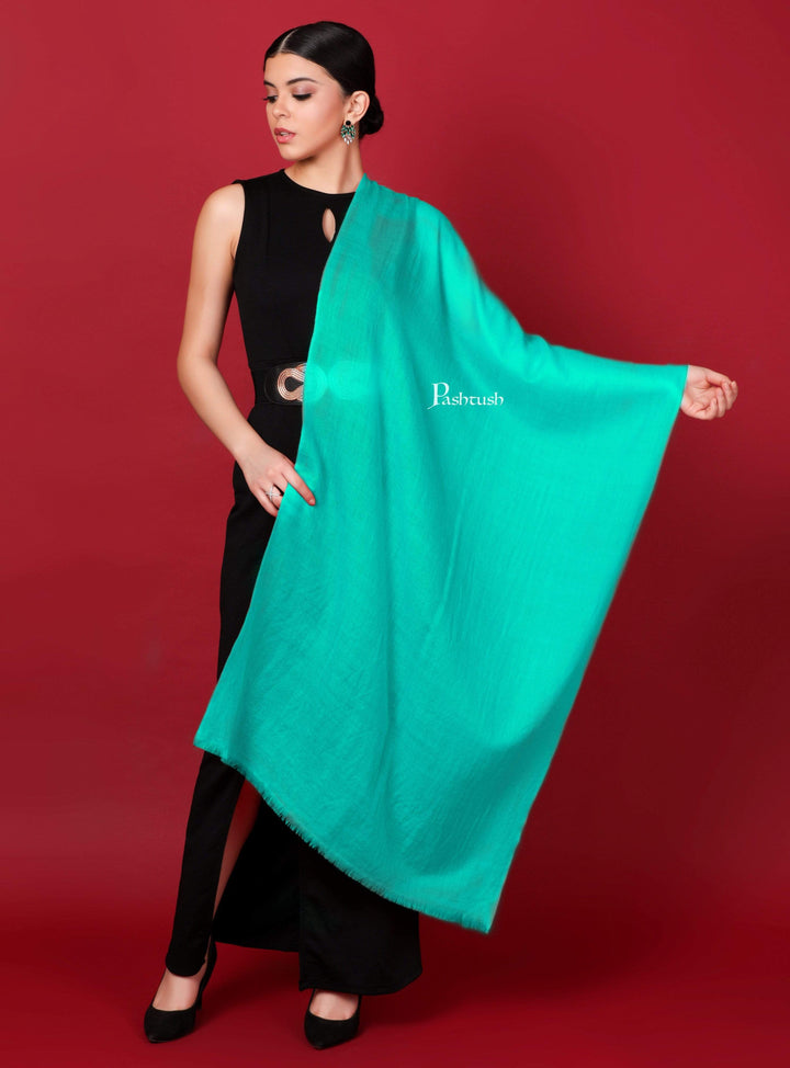 Pashtush India 70x200 Pashtush Womens Softest Cashmere Pashmina Scarf, Diamond Weave, Turquoise