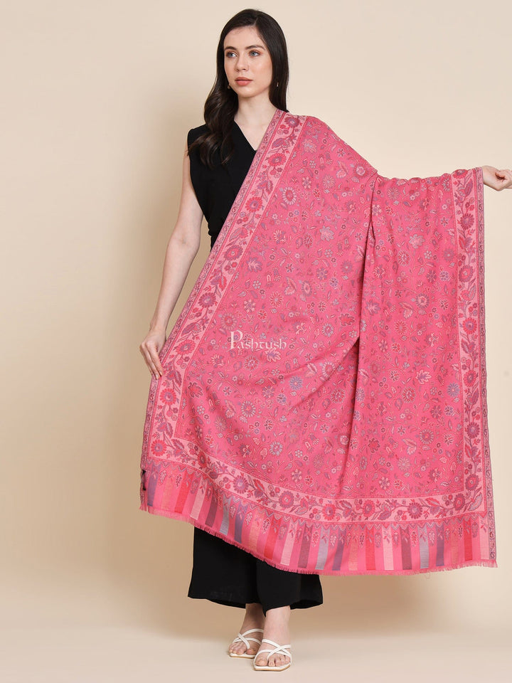 Pashtush India Womens Shawls Pashtush Womens Womens, Faux Pashmina, Paisley Ethnic Woven, Pink