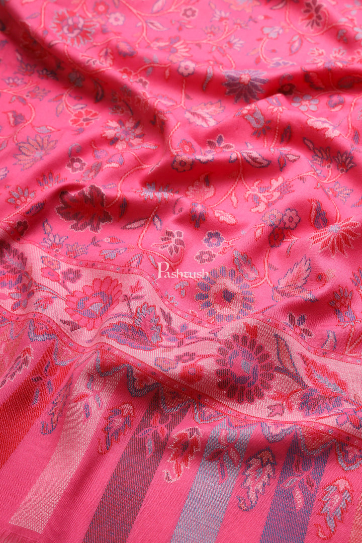 Pashtush India Womens Shawls Pashtush Womens Womens, Faux Pashmina, Paisley Ethnic Woven, Pink