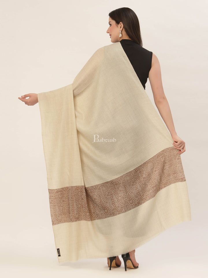 Pashtush India Womens Shawls Pashtush Womens Woven Extra Fine Wool  Shawl With Paiseley Weave