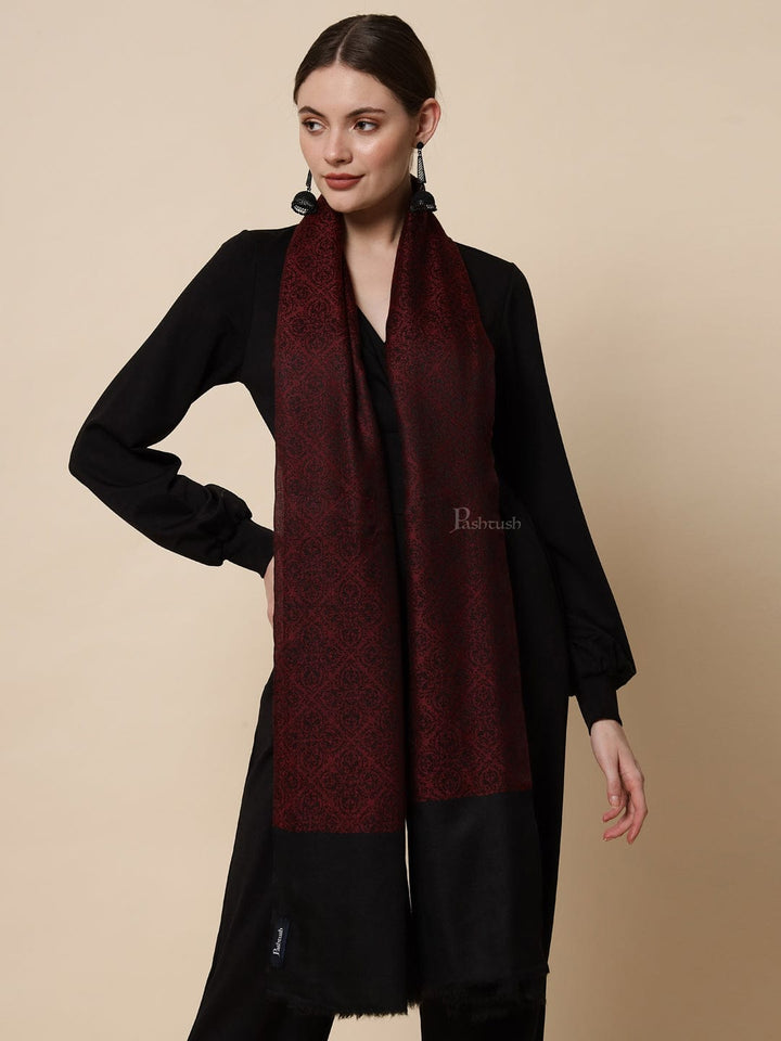 Pashtush India Womens Shawls Pashtush Womens Woven Paisley, Self Shawl, In Extra Soft Fine Wool, Large Wrap Size, Black