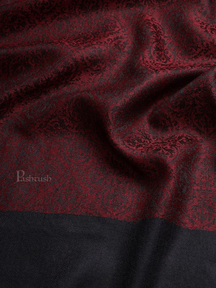 Pashtush India Womens Shawls Pashtush Womens Woven Paisley, Self Shawl, In Extra Soft Fine Wool, Large Wrap Size, Black