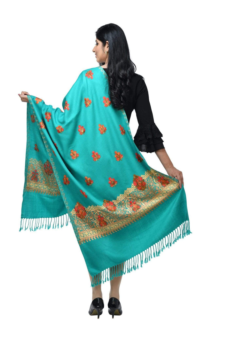 Pashwool 70x200 Pashwool Womens Kashmiri Embroidery Stole, Soft and Warm, Woollen Stole