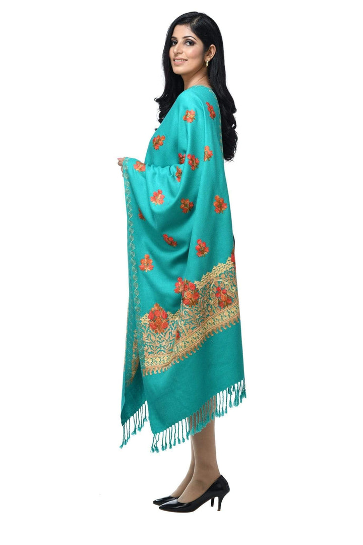 Pashwool 70x200 Pashwool Womens Kashmiri Embroidery Stole, Soft and Warm, Woollen Stole