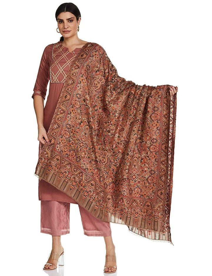 Pashtush India 100x200 Womens Kaani Shawl, Faux Pashmina, Soft and Warm, Sahara Beige