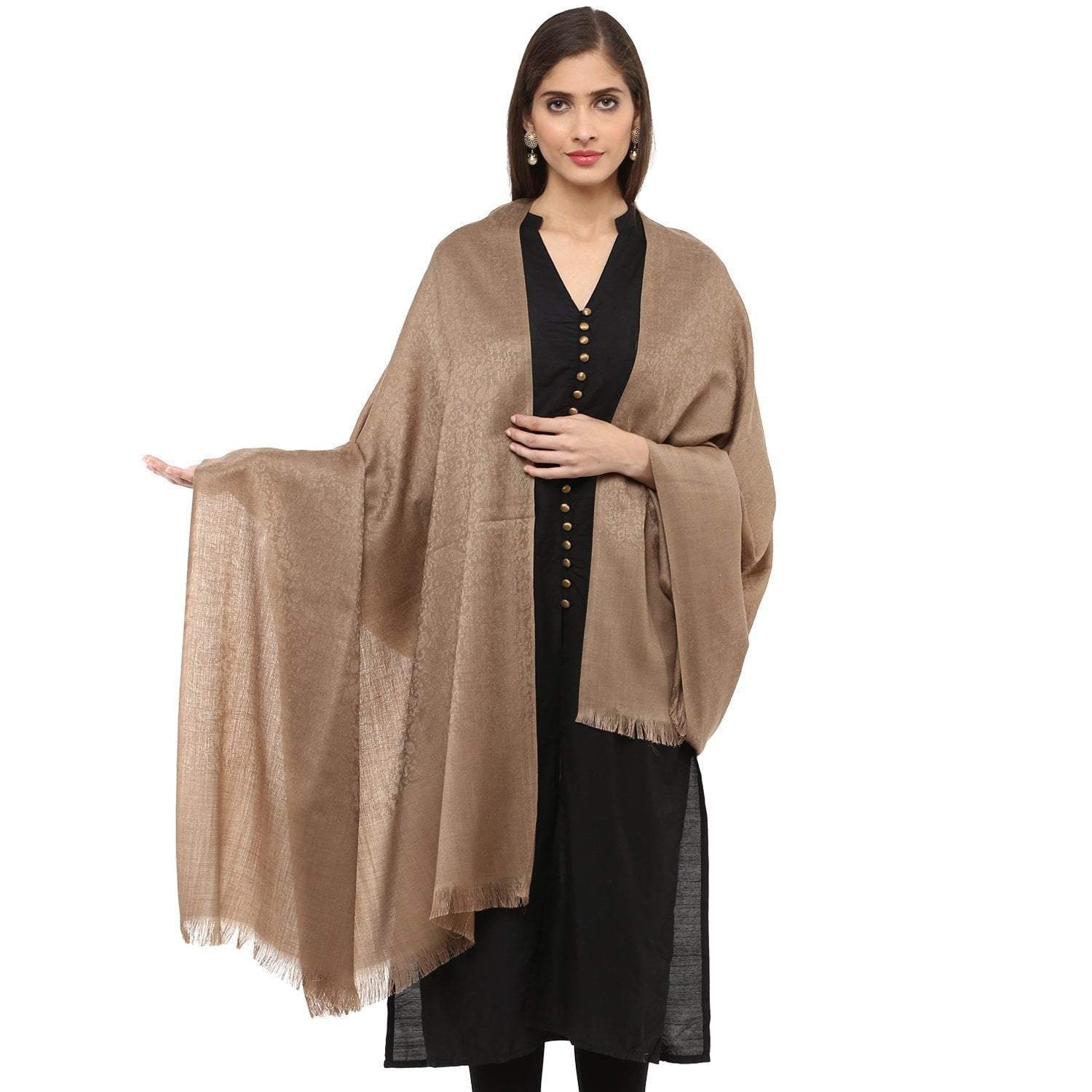 Pashtush Women'S Soft Wool Shawl Dark Brown ( Tooth ) – Pashtush Global