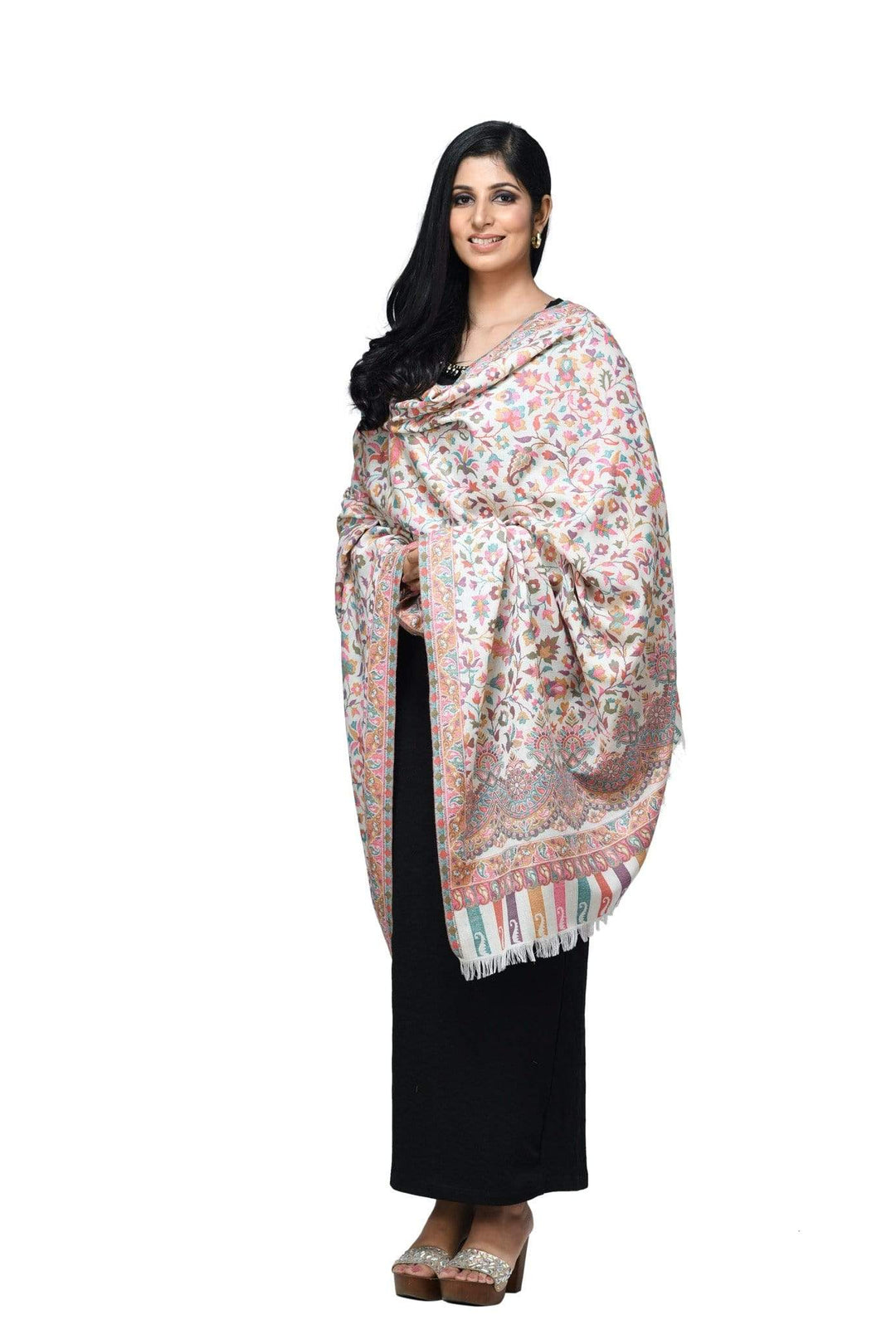 Pashwool 100x200 Pashwool Womens Kaani Design Shawl, Light Weight, Soft and Warm