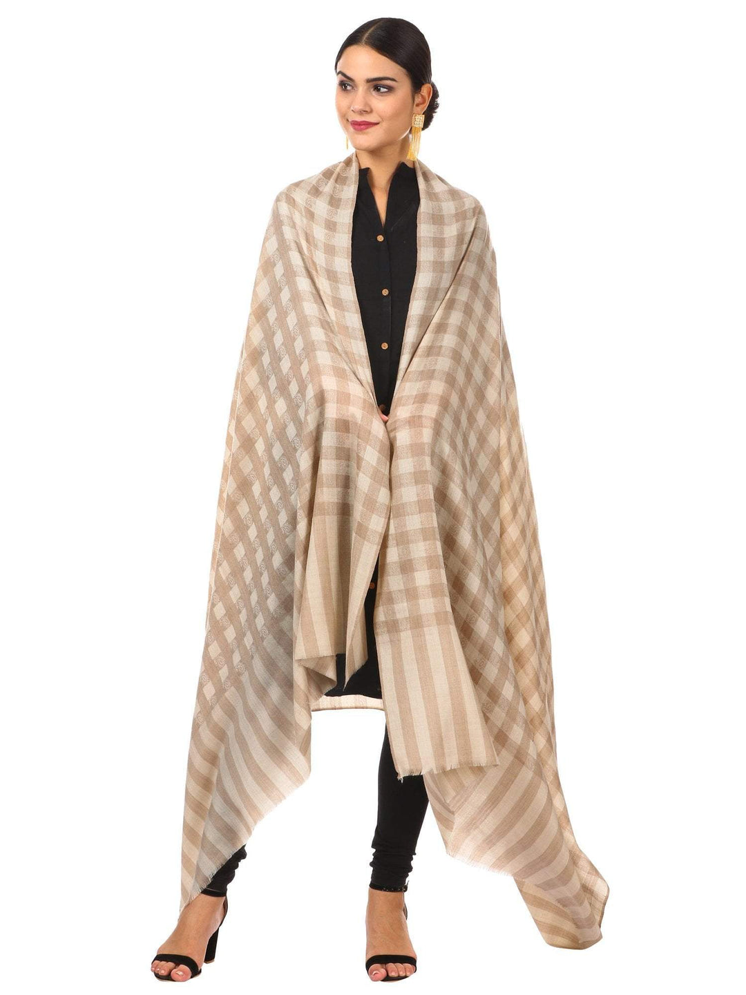 Pashtush Shawl Store Shawl Womens Extra Fine Wool Blend Pashmina Shawl,Checkered, Soft and Warm