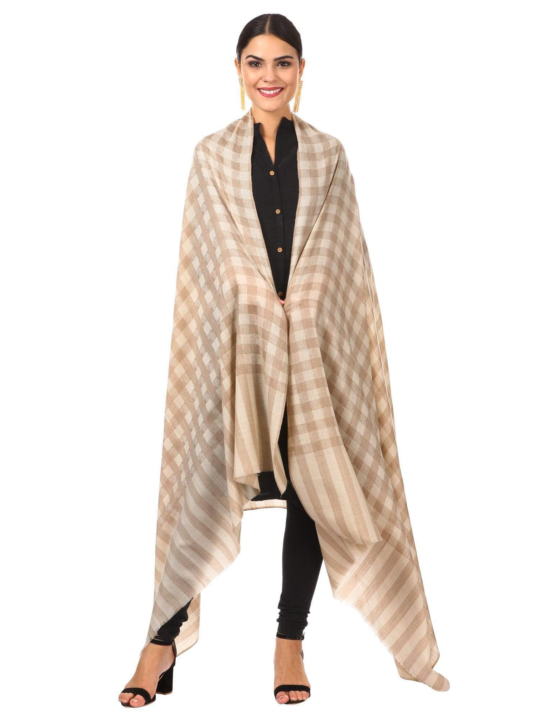 Pashtush Shawl Store Shawl Womens Extra Fine Wool Blend Pashmina Shawl,Checkered, Soft and Warm